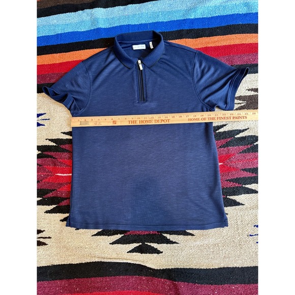 Geoffrey Beene Blue Stretch 1/4 zip polo mens large - Picture 2 of 9